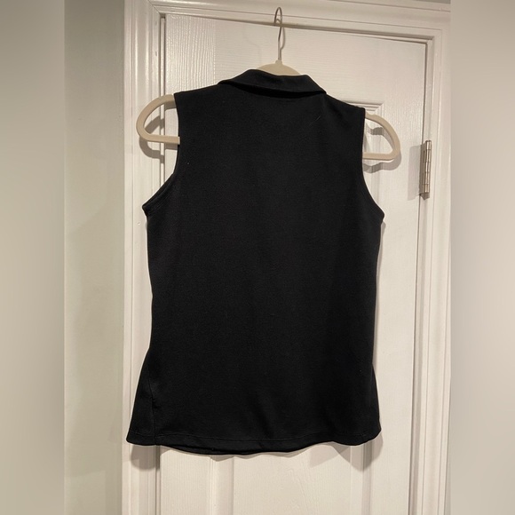 Lady Pinseeker Size S Black Sleeveless Collared V Neck Golf Shirt Activewear - Picture 9 of 10